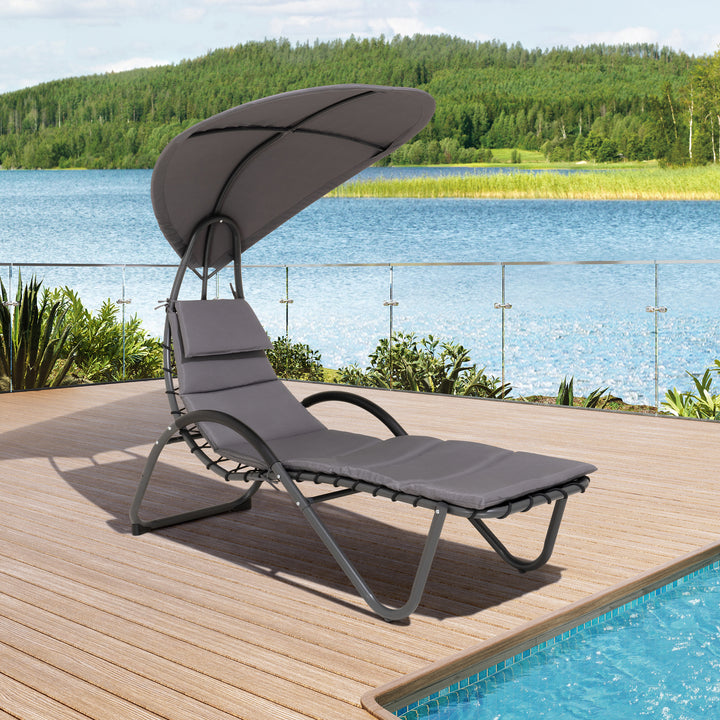 Outdoor Patio Lounge Chair with Canopy