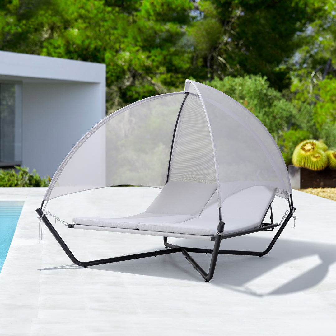 Outdoor Hammock Patio Lounge Daybed with Canopy