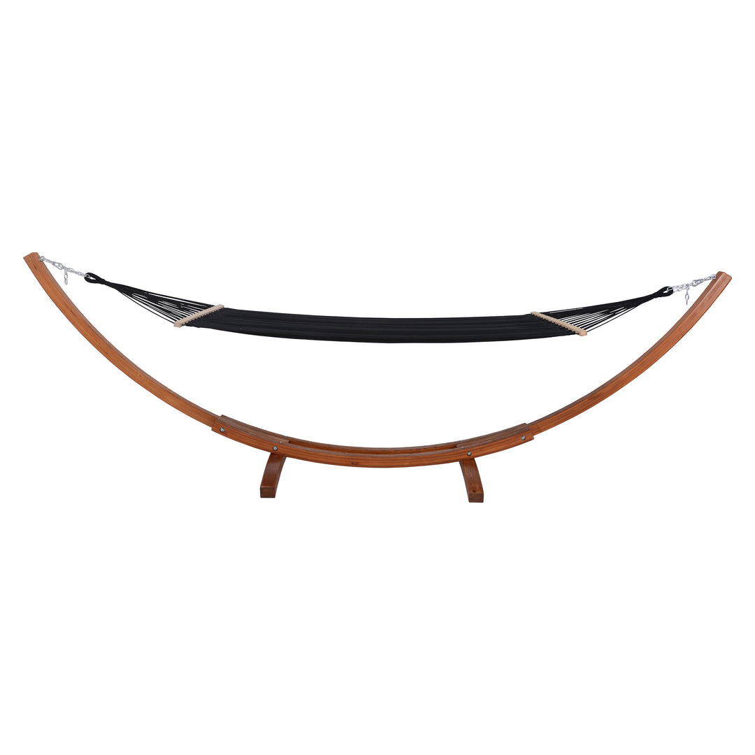 Outdoor Cedar Wood Hammock with Black Textilene Fabric