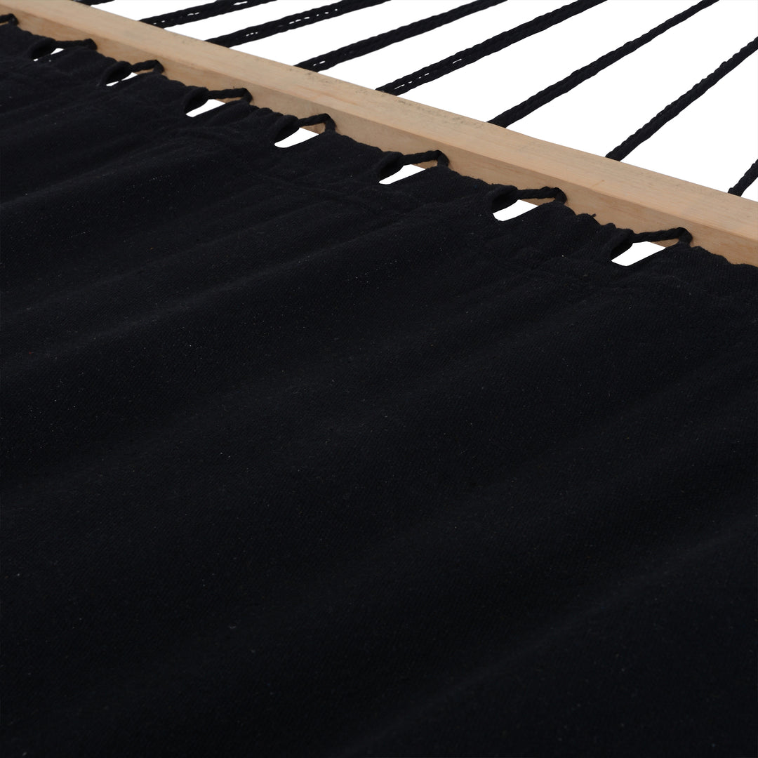 Outdoor Cedar Wood Hammock with Black Textilene Fabric