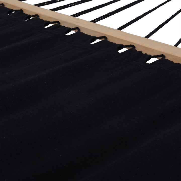 Outdoor Cedar Wood Hammock with Black Textilene Fabric