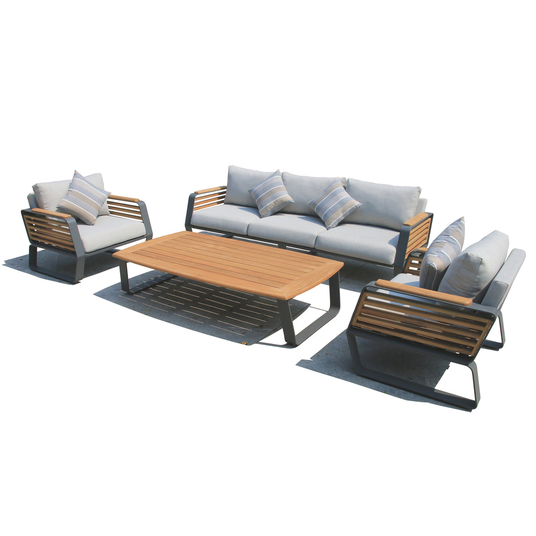 Palazzolo Outdoor Teak Patio and Coffee Table Set