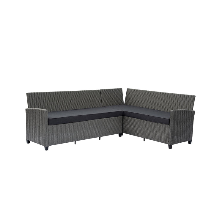 Outdoor Wicker Patio Sectional Sofa & Ottoman Set with Table