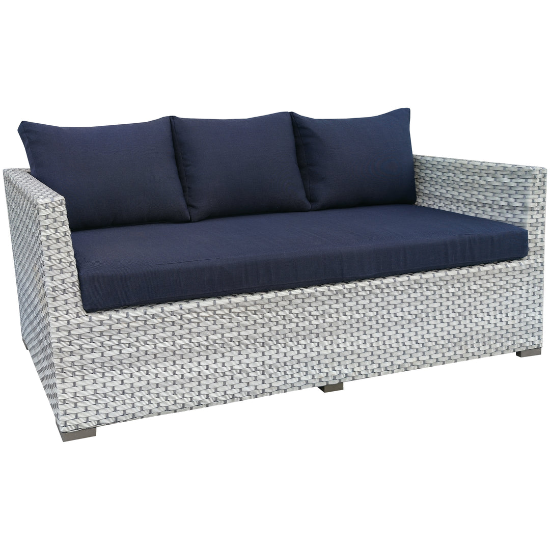 Outdoor Wicker Patio Sofa & Ottoman Set with Adjustable Table Height