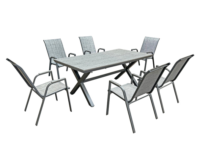 Deko Living 7 Piece Gray Outdoor Dining Chairs and Table Set