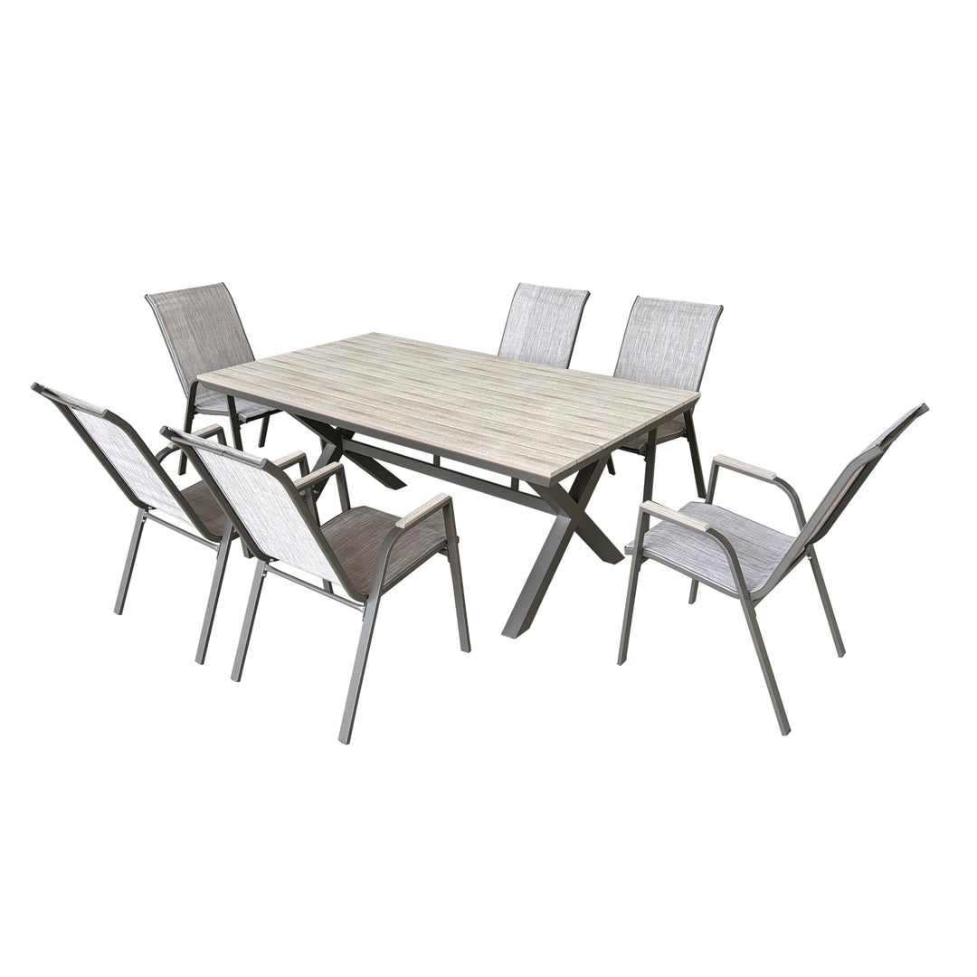 Deko Living 7 Piece Brown Outdoor Dining Chairs and Table Set