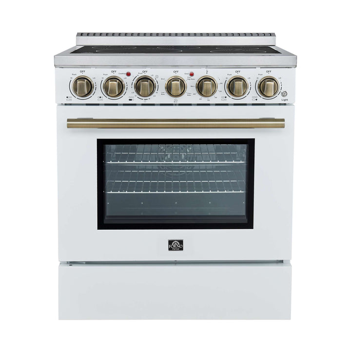 Forno Paolo 30-Inch Freestanding Electric Range, White, 4.38 cu.ft, True Convection Oven, Energy Efficient