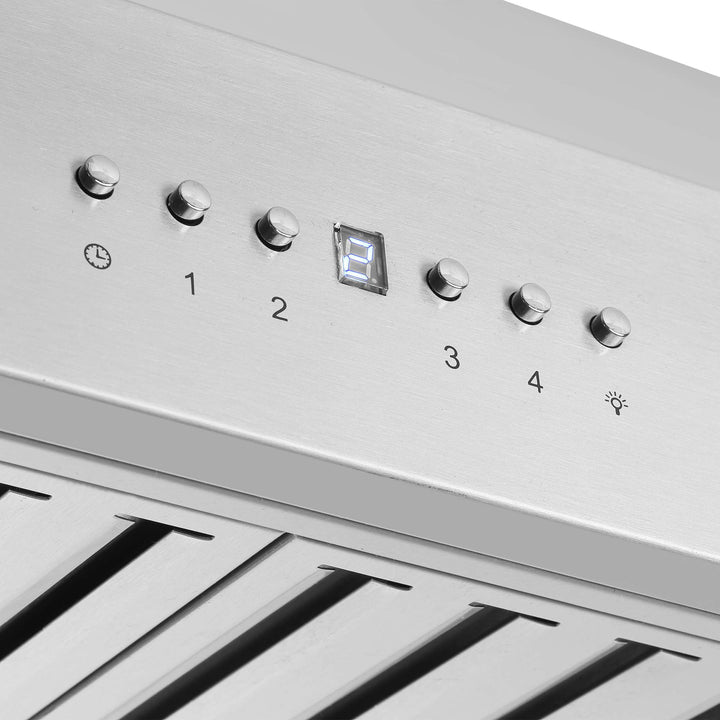 Forno Coppito 36-Inch Island Range Hood, Stainless Steel, LED Lighting, Adjustable Fan Speeds