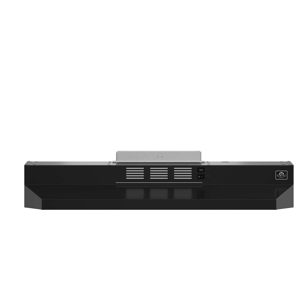 Forno Cappa 30-Inch Under Cabinet Range Hood, Black, 200 CFM, Convertible, LED Lighting