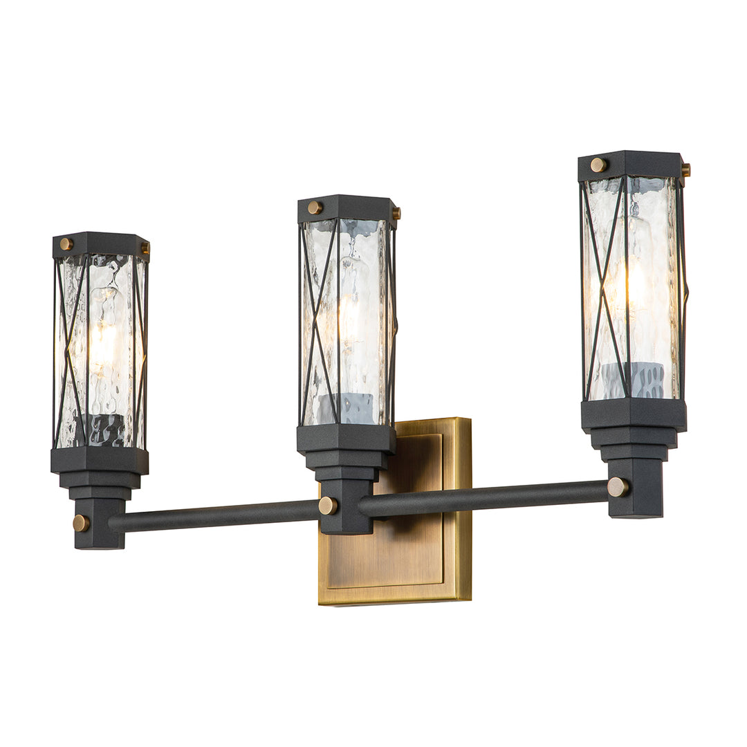 Abbey 3 Light Bath Lighting In Black And Brass (BB81000ATB-3)