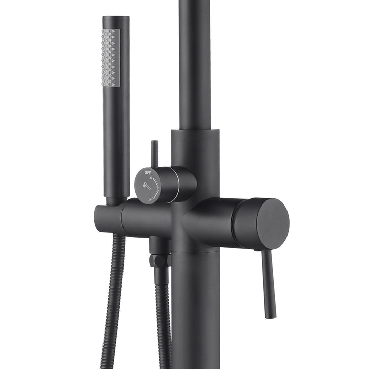 Pulse ShowerSpas Freestanding Tub Filler with Diverter in Matte Black (3021-FSTF-MB)