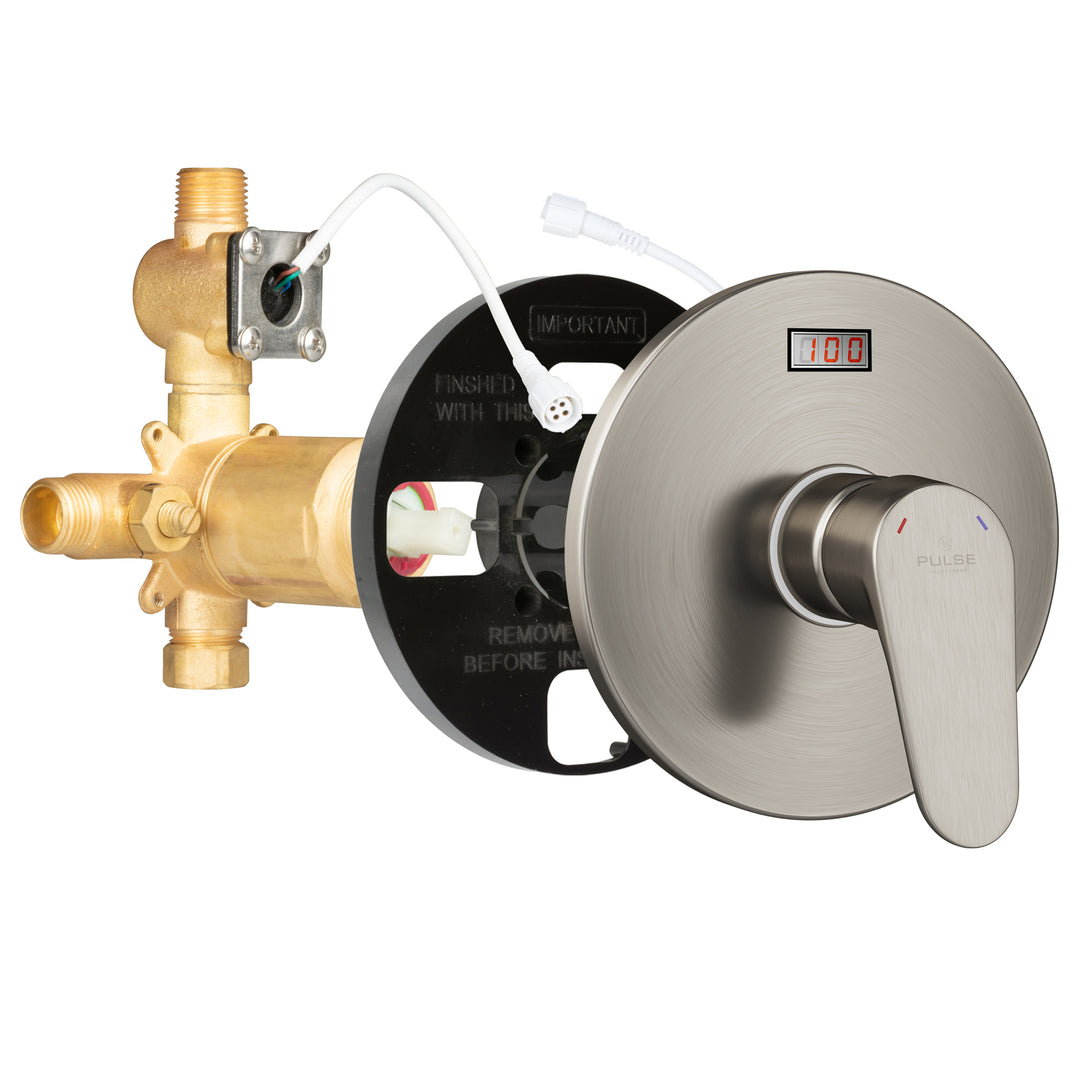 PULSE ShowerSpas LED Tru-Temp Pressure Balance 1/2" Rough-In Valve with Brushed Nickel Trim Kit (3002-RIV-PB-BN)