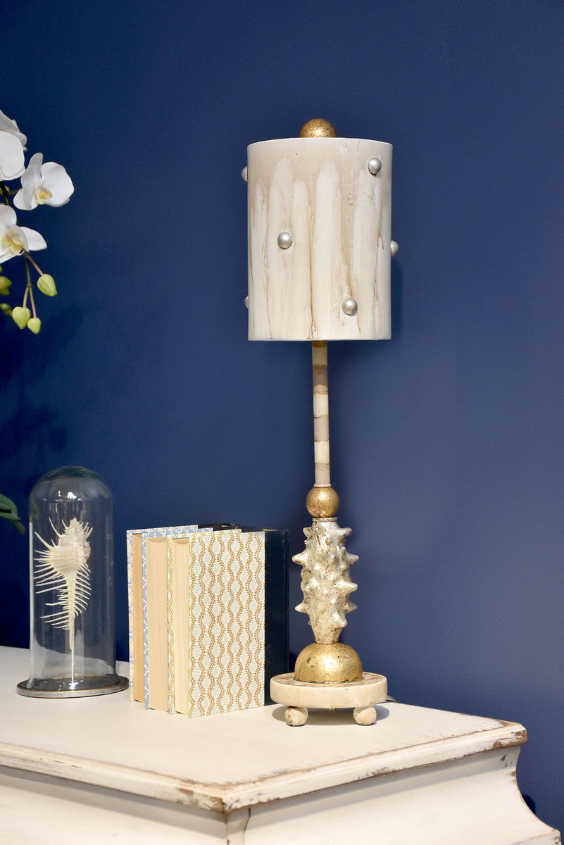 Lucas McKearn Pome Creamy Gold and Silver Accent Table Lamp (TA1032)