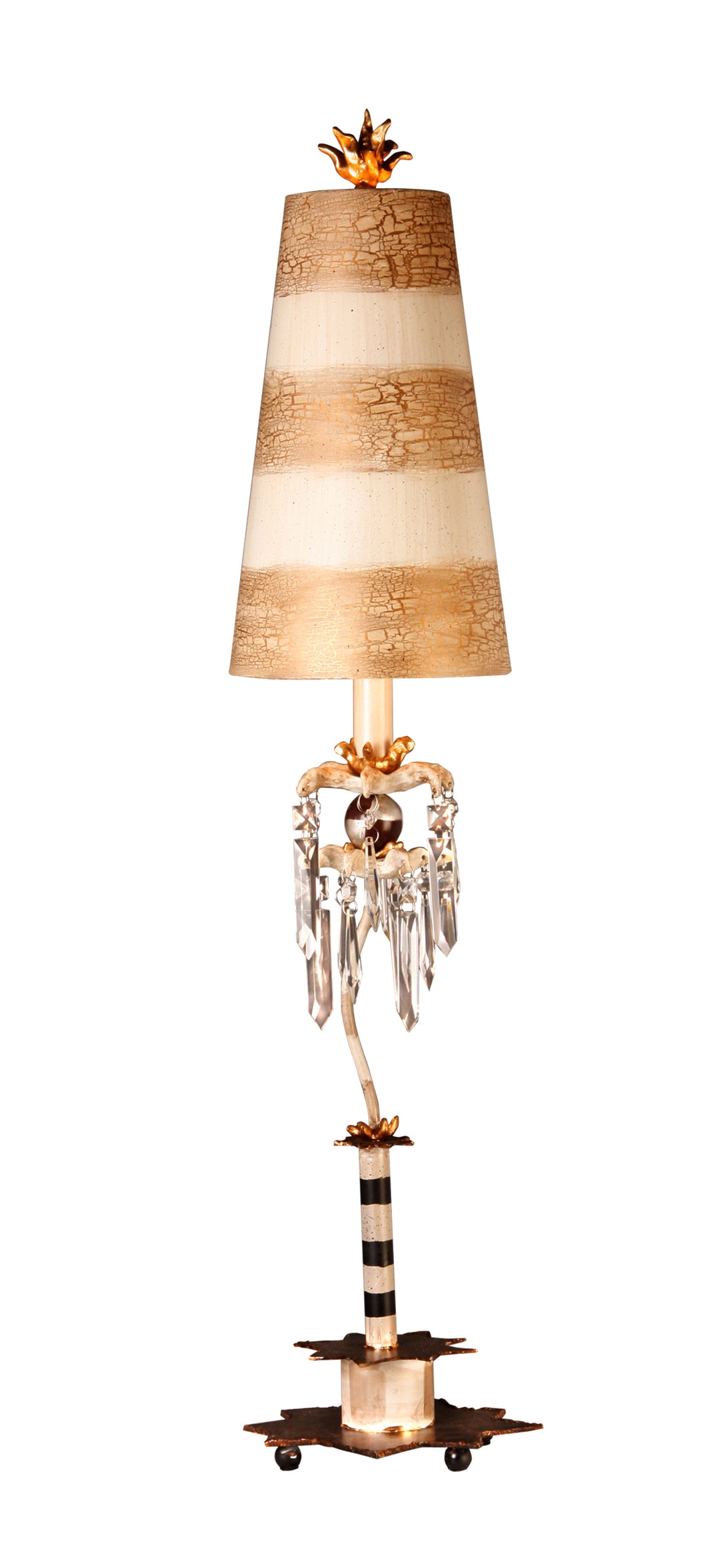 Birdland Whimsical Striped Shaded Buffet Table Lamp By Lucas McKearn (TA1057)