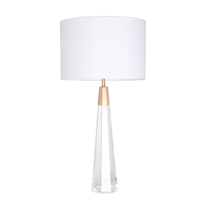 Monroe Clear Faceted Tall Buffet Lamp with Drum shade and Matte Gold accent Crystal base (TLG3086)