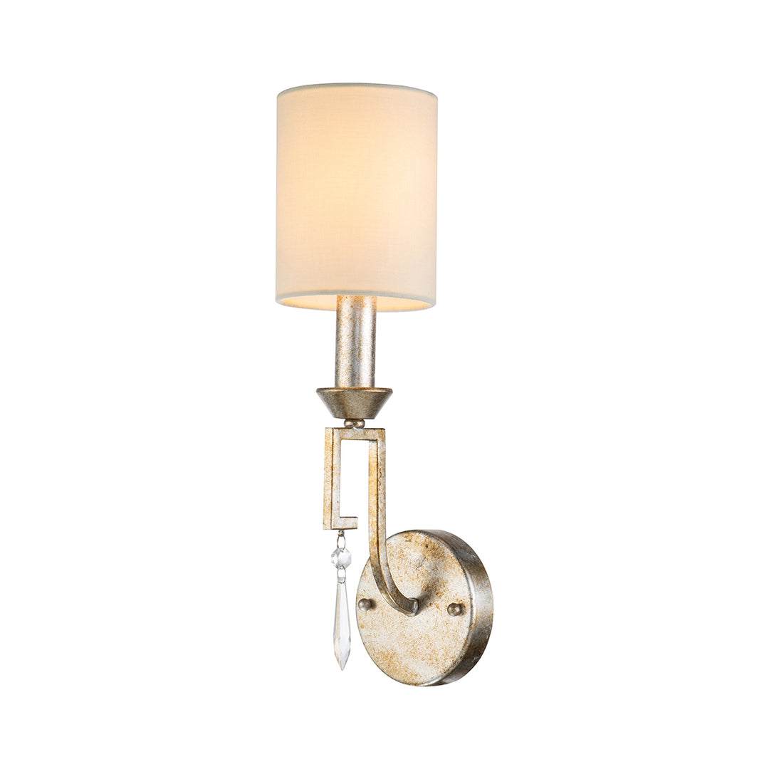 Small Lemuria Sconce with white Drum Shade and crystal accent in Warm Gold  (GN/LEMURIA1)