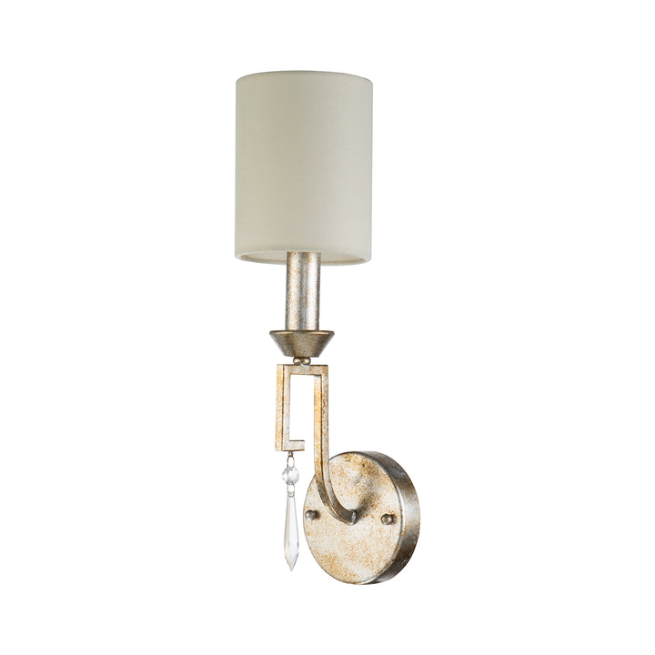 Small Lemuria Sconce with white Drum Shade and crystal accent in Warm Gold  (GN/LEMURIA1)