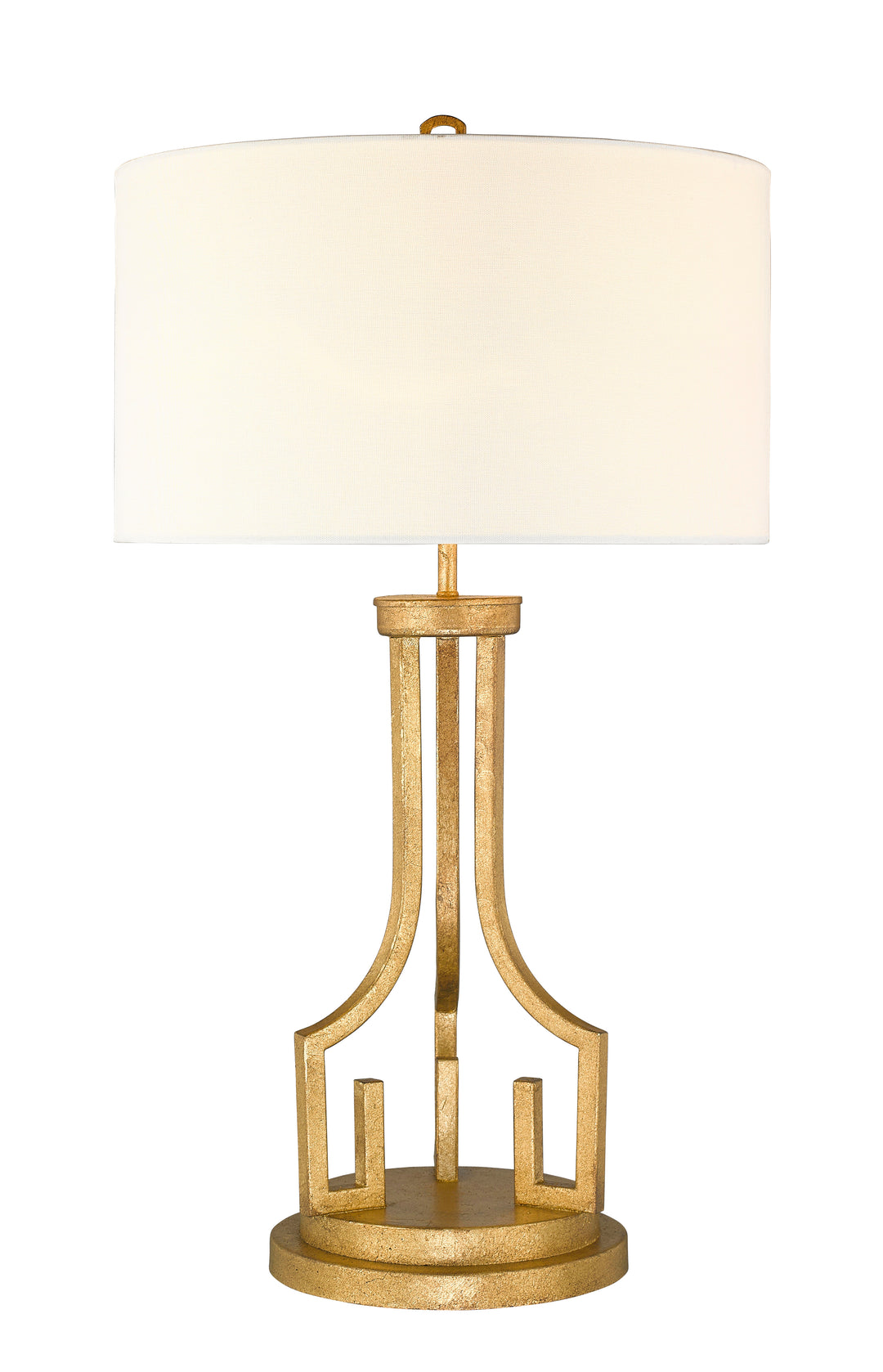 Lemuria Large Buffet Lamp in Distressed Gold and White Drum Shade (GN/LEMURIA/TL)