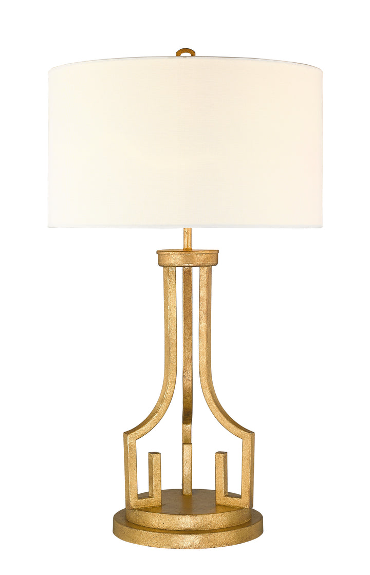 Lemuria Large Buffet Lamp in Distressed Gold and White Drum Shade (GN/LEMURIA/TL)