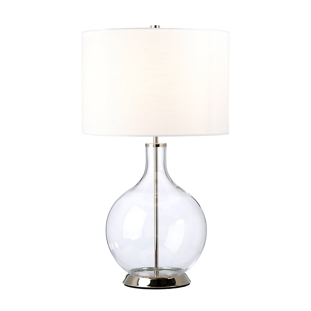 Orb 1lt Table Lamp - Polished Nickel (Complete with White Shade) (ORB-CLEAR-PN-WHT)