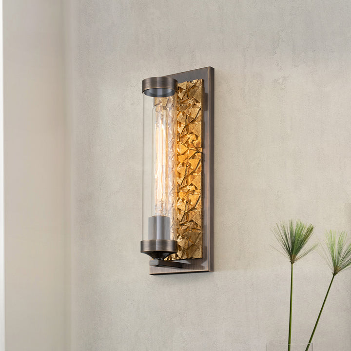 Elysian 1 Light Sconce in Dark Bronze & Gold Leaf (SC10509DB-1)