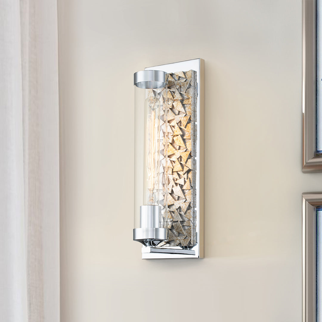 Elysian 1 Light Sconce in Polished Chrome and Silver Leaf (SC10509PC-1)