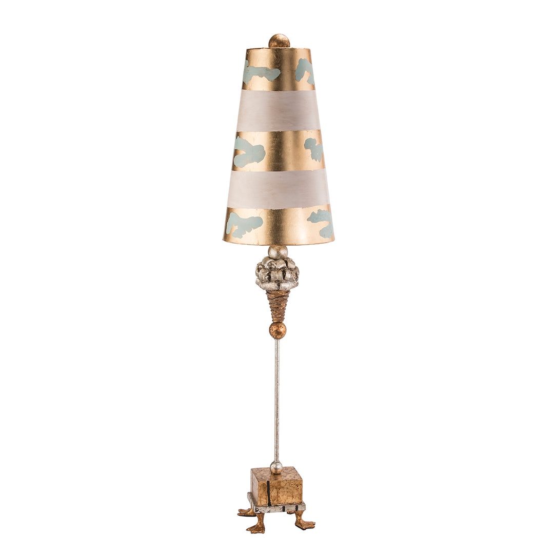 Pompadour Luxe Tall Buffet Lamp in Gold with Striped Shade (TA1002)