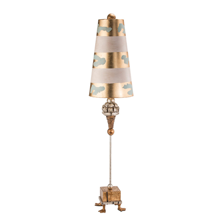 Pompadour Luxe Tall Buffet Lamp in Gold with Striped Shade (TA1002)