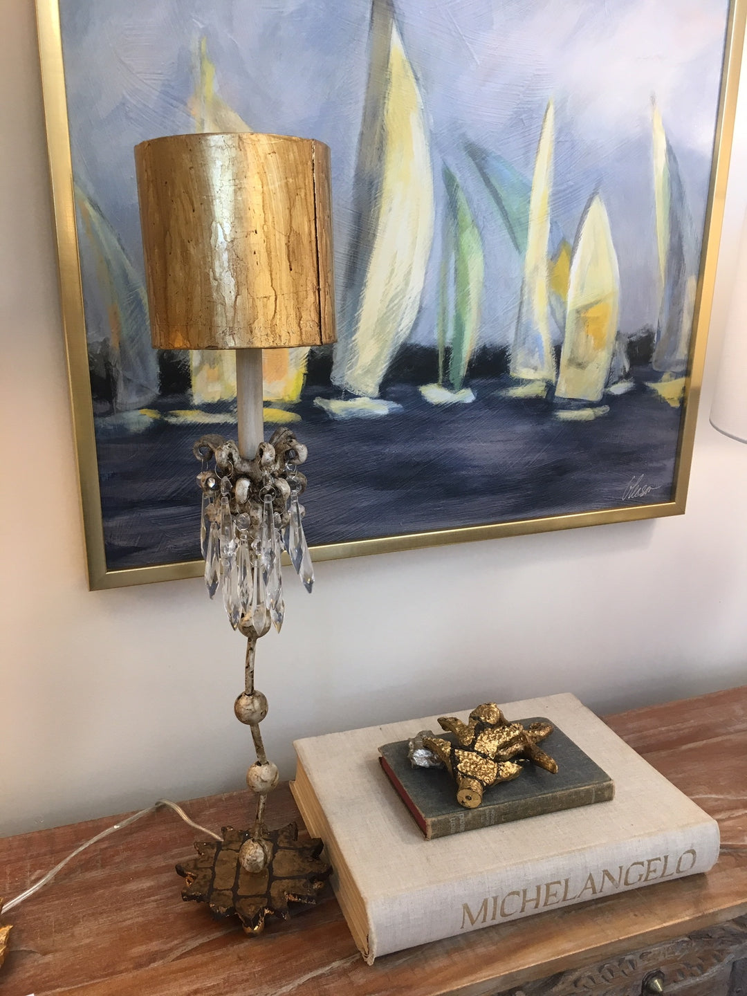 Venetian Crystal and Distressed Finished Accent Table Lamp (TA1060)