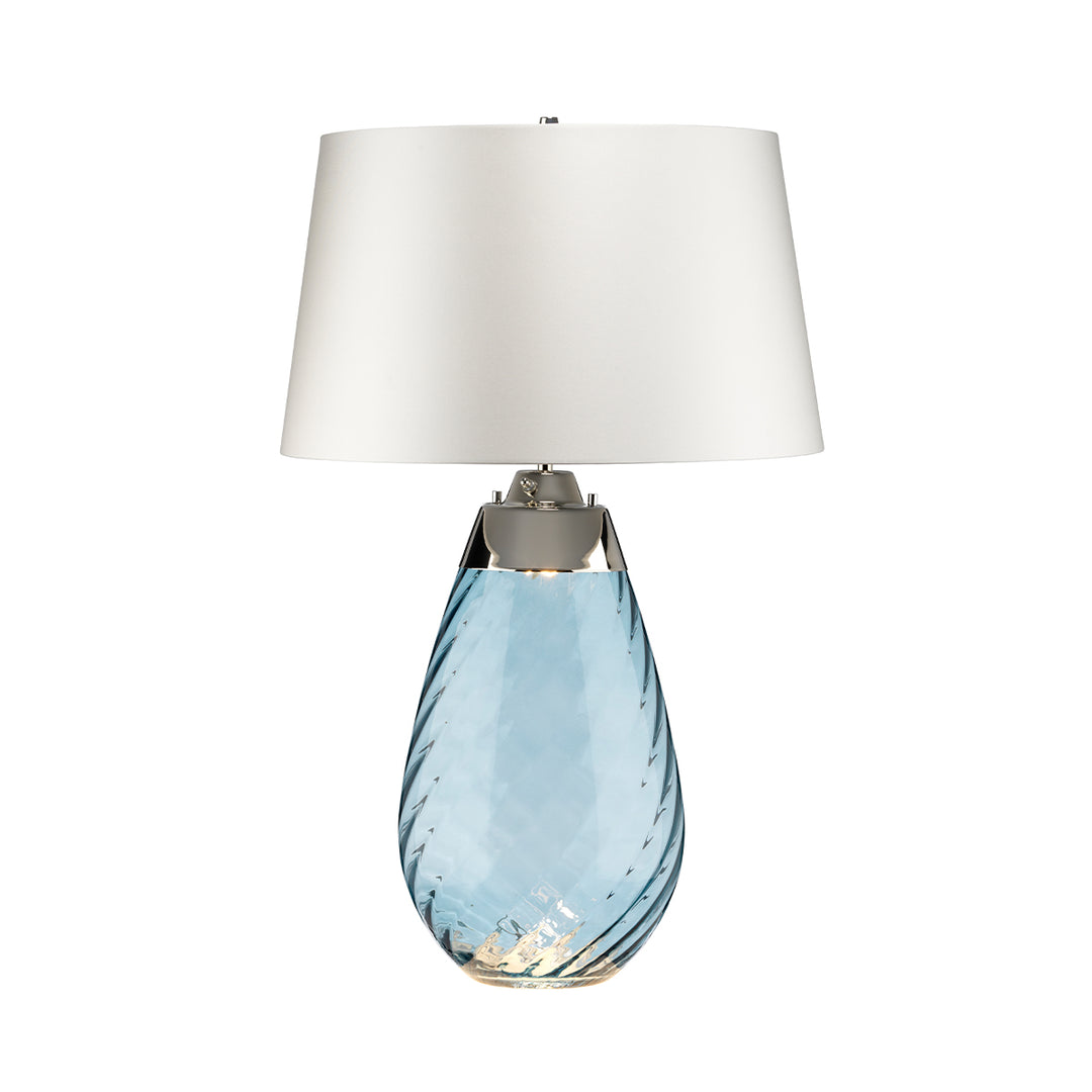 Large Lena Table Lamp in Blue with Off White Satin Shade (TLG3025L-OWSS)