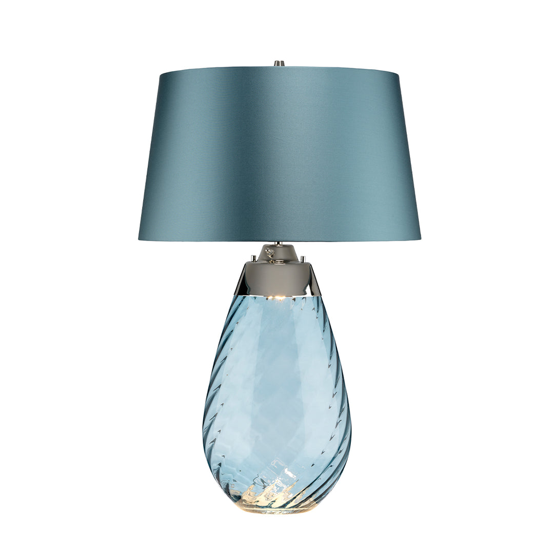 Large Lena Table Lamp in Blue with Blue Satin Shade (TLG3025L)