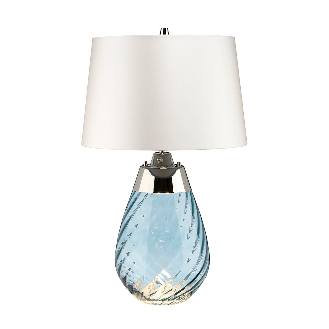 Small Lena Table Lamp in Blue with Off White Satin Shade (TLG3025S-OWSS)