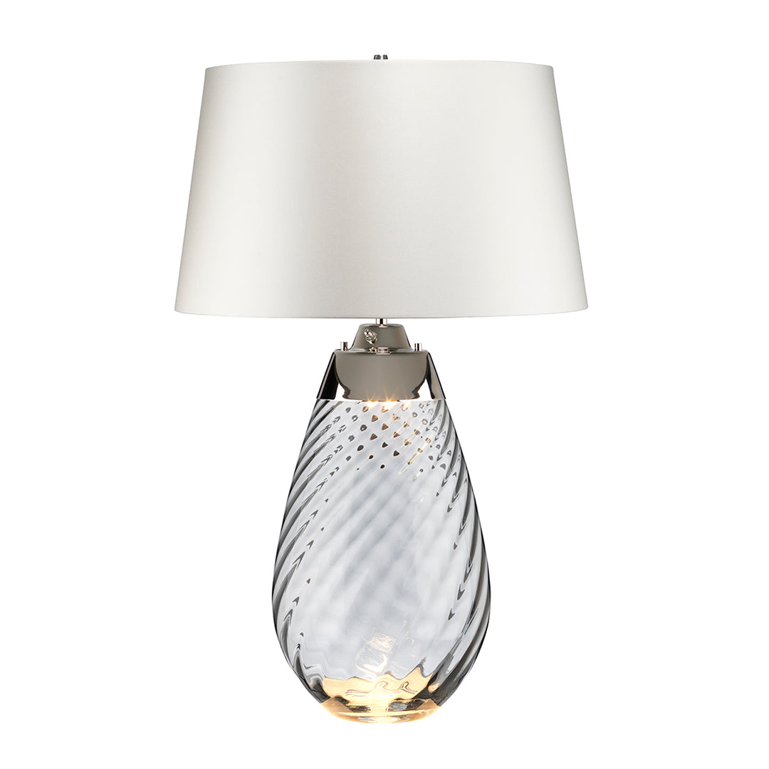 Large Lena Table Lamp in Smoke with Off White Satin Shade (TLG3026L-OWSS)