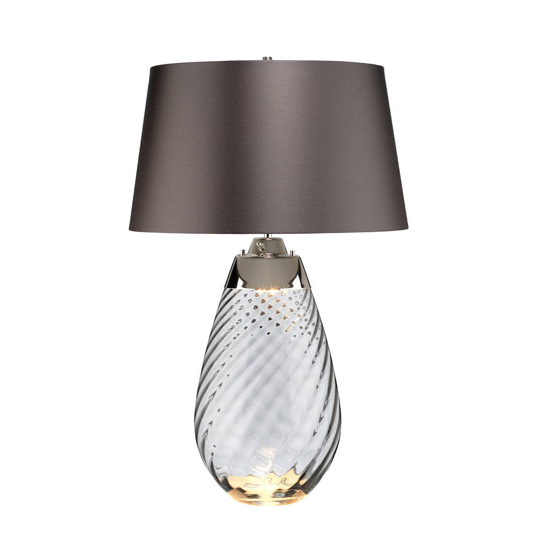 Large Lena Table Lamp in Smoke with Brown Satin Shade (TLG3026L)